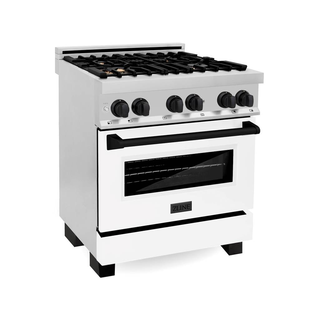 Z-Line - Autograph Edition 30'' 4.0 cu.' Dual Fuel Range with Gas Stove and Electric Oven in Stainless Steel with WM Door and Matte Black Accents - Matte Black