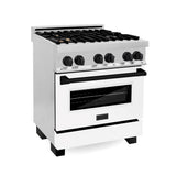 Z-Line - Autograph Edition 30'' 4.0 cu.' Dual Fuel Range with Gas Stove and Electric Oven in Stainless Steel with WM Door and Matte Black Accents - Matte Black