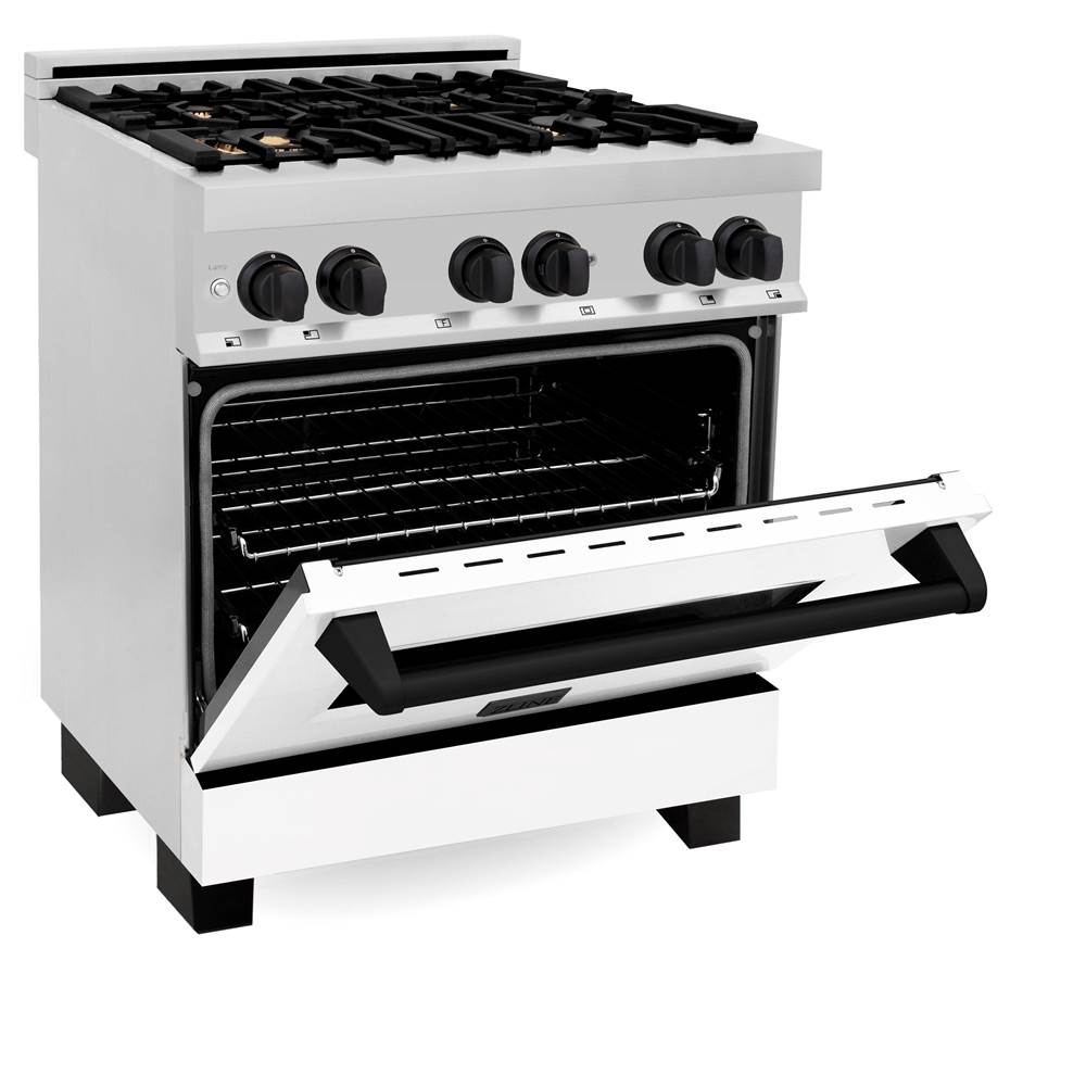Autograph Edition 30'' 4.0 cu.' Dual Fuel Range with Gas Stove and Electric Oven in Stainless Steel with White Matte Door and CB Accents
