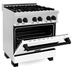 Autograph Edition 30'' 4.0 cu.' Dual Fuel Range with Gas Stove and Electric Oven in Stainless Steel with White Matte Door and CB Accents