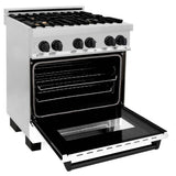 Autograph Edition 30'' 4.0 cu.' Dual Fuel Range with Gas Stove and Electric Oven in Stainless Steel with White Matte Door and CB Accents