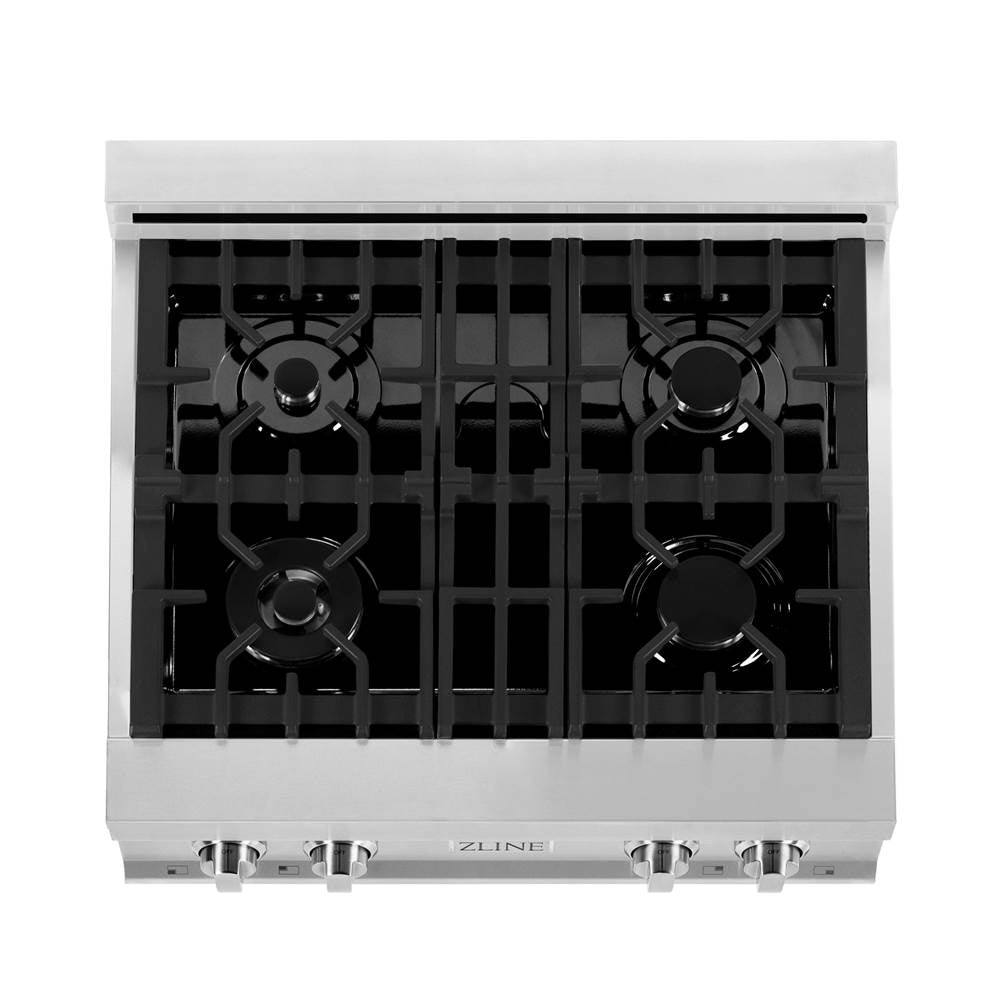 30'' Porcelain Gas Stovetop in Stainless Steel with Brass Burners