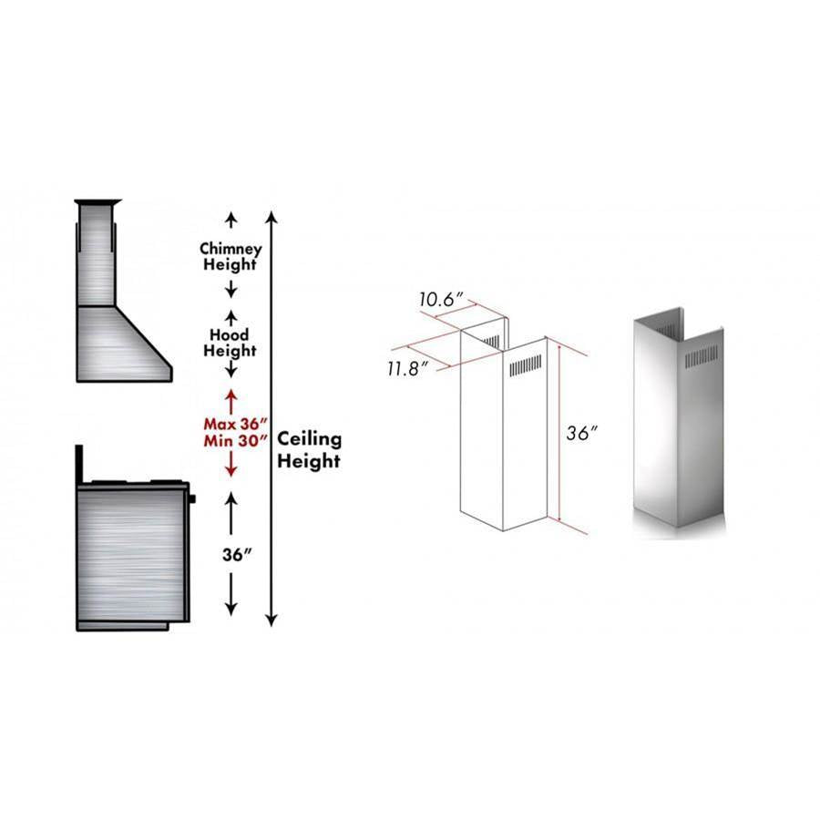Z-Line - 1-36'' Chimney Extension for 9-10' Ceilings