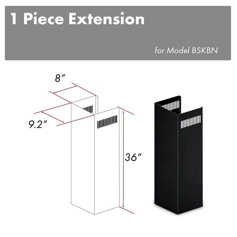 Z-Line - 1-36'' Chimney Extension for 9-10' Ceilings in Black Stainless