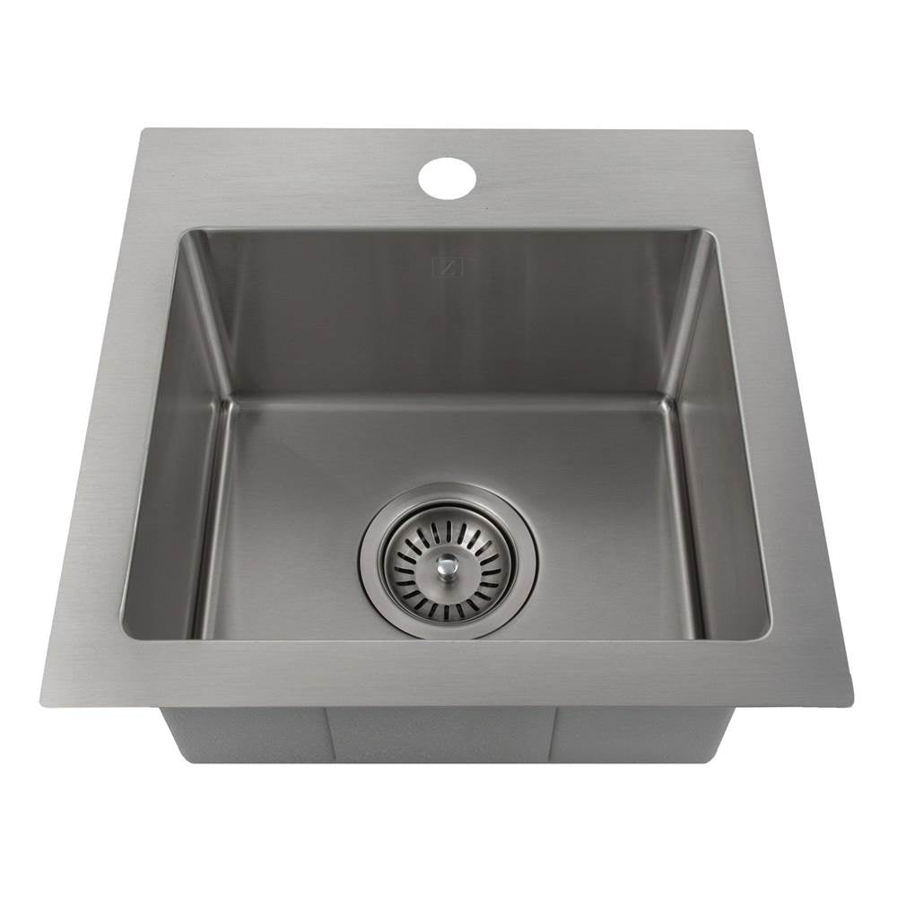 Z-Line - Donner 15'' Topmount Single Bowl Bar Sink in DuraSnow Stainless Steel - DuraSnow Stainless Steel