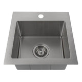 Z-Line - Donner 15'' Topmount Single Bowl Bar Sink in DuraSnow Stainless Steel - DuraSnow Stainless Steel