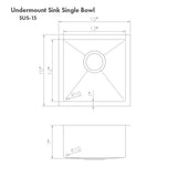 Boreal 15'' Undermount Single Bowl Bar Sink in Stainless Steel