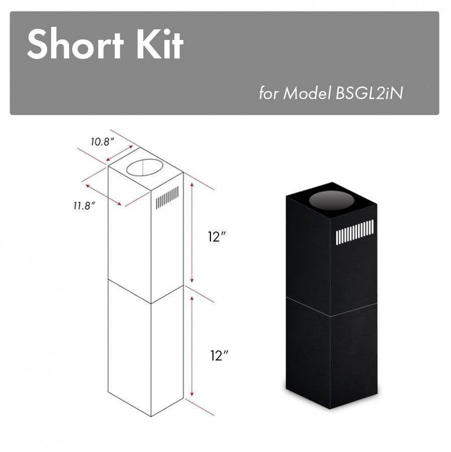 Z-Line - 2-12'' Short Chimney Pieces for 7-8' Ceilings in Black Stainless
