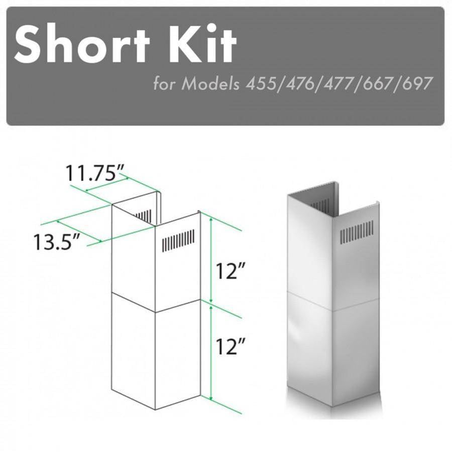 Z-Line - 2-12'' Short Chimney Pieces for 7-8' Ceilings