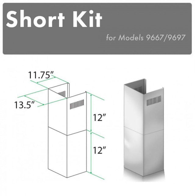 Z-Line - 2-12'' Short Chimney Pieces for 7-8' Ceilings