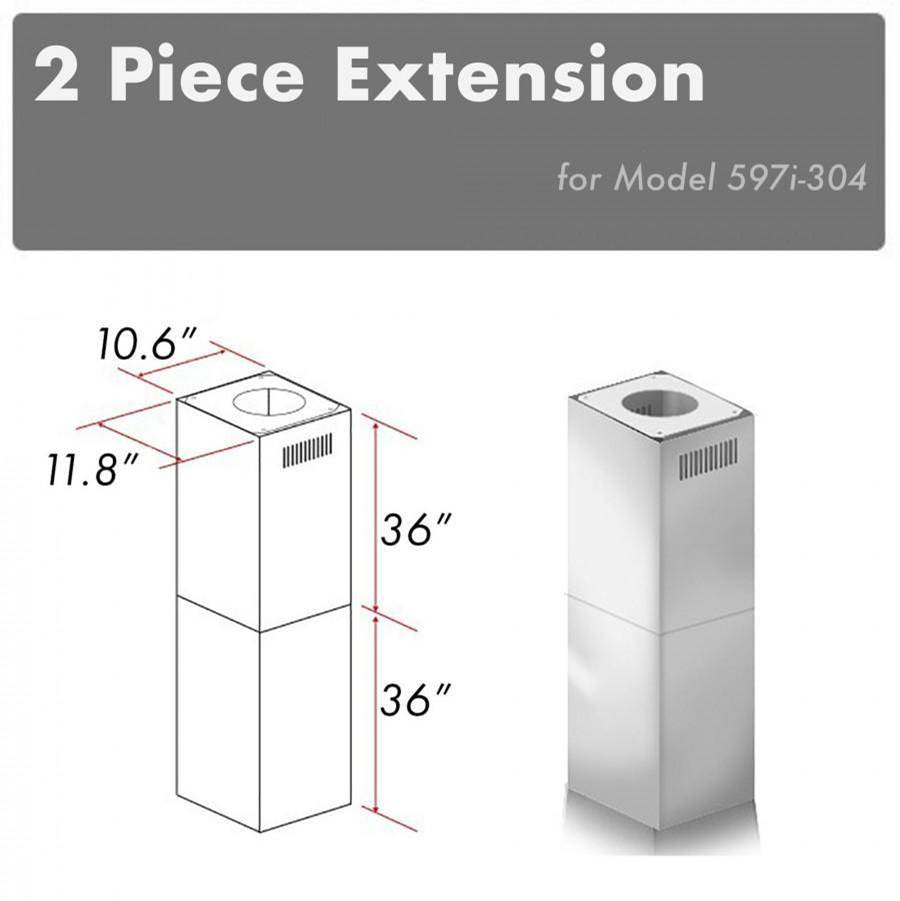 Z-Line - 2-36'' Chimney Extensions for 10-12' Ceilings