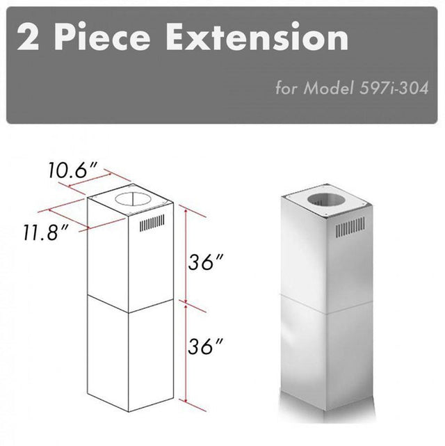 Z-Line - 2-36'' Chimney Extensions for 10-12' Ceilings