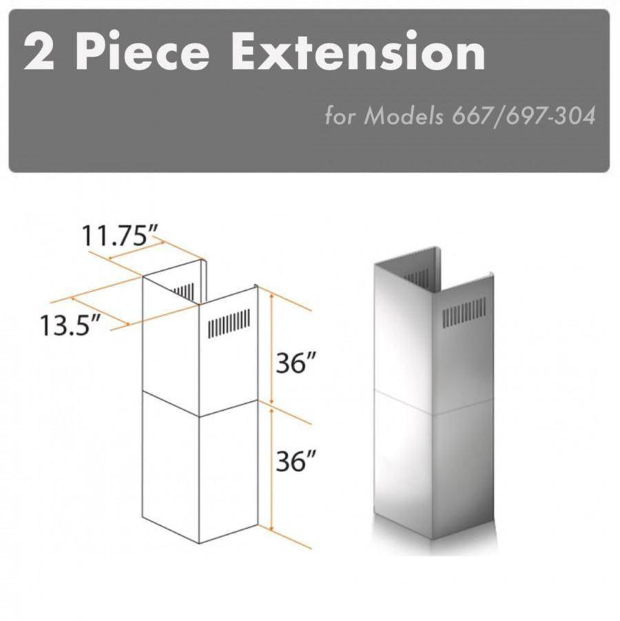 Z-Line - 2-36'' Chimney Extensions for 10-12' Ceilings