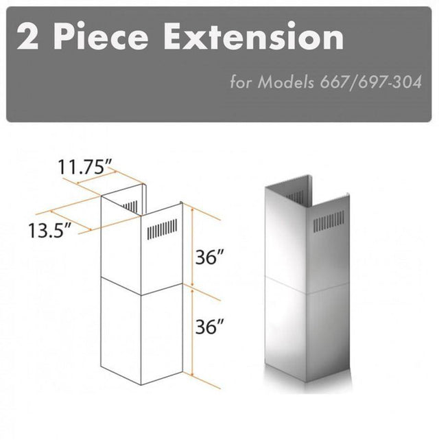 Z-Line - 2-36'' Chimney Extensions for 10-12' Ceilings