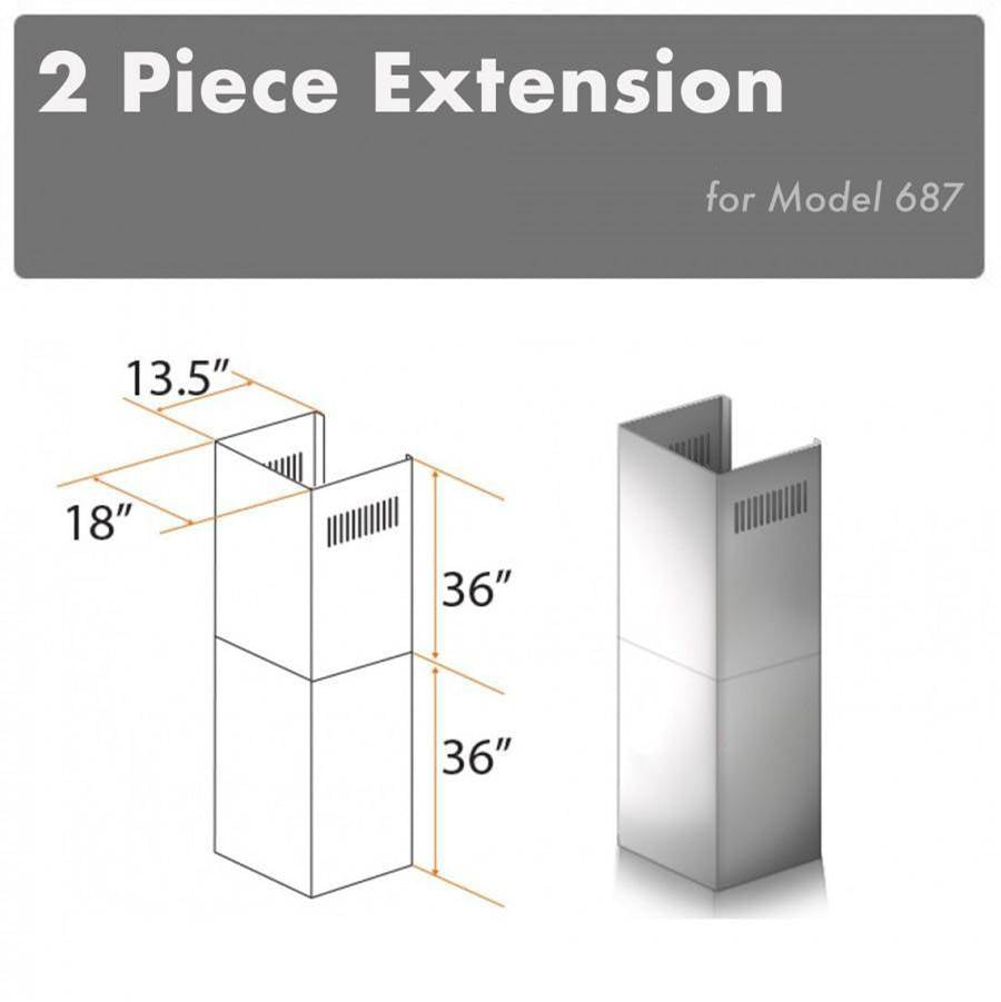 Z-Line - 2-36'' Chimney Extensions for 10-12' Ceilings