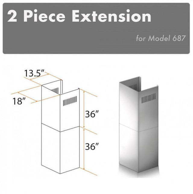 Z-Line - 2-36'' Chimney Extensions for 10-12' Ceilings