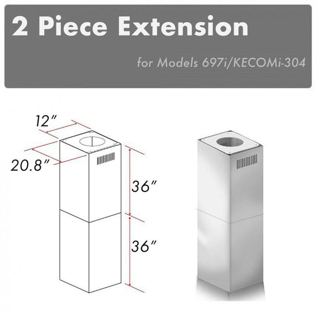 Z-Line - 2-36'' Chimney Extensions for 10-12' Ceilings