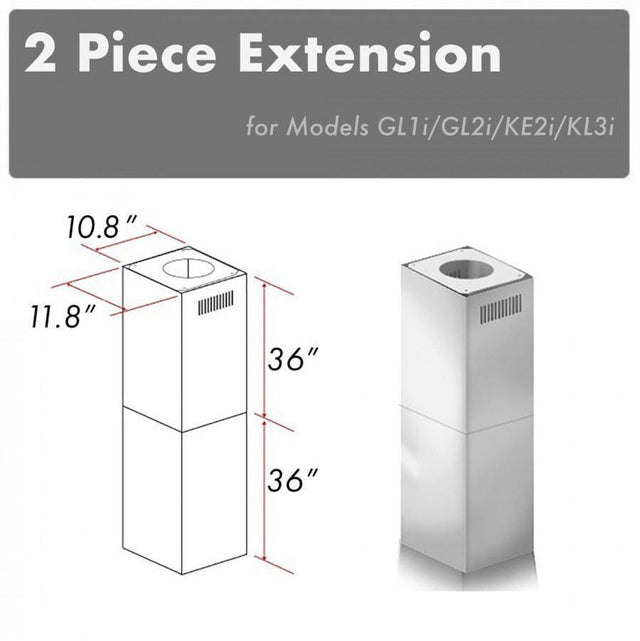 Z-Line - 2-36'' Chimney Extensions for 10-12' Ceilings