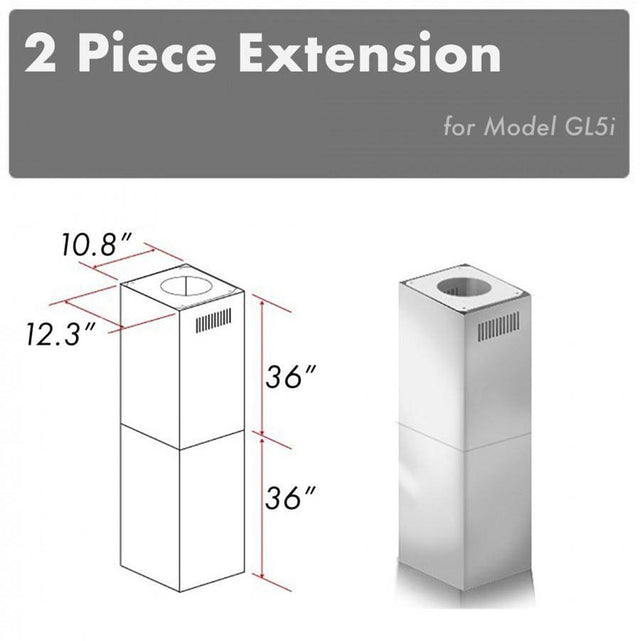 Z-Line - 2-36'' Chimney Extensions for 10-12' Ceilings