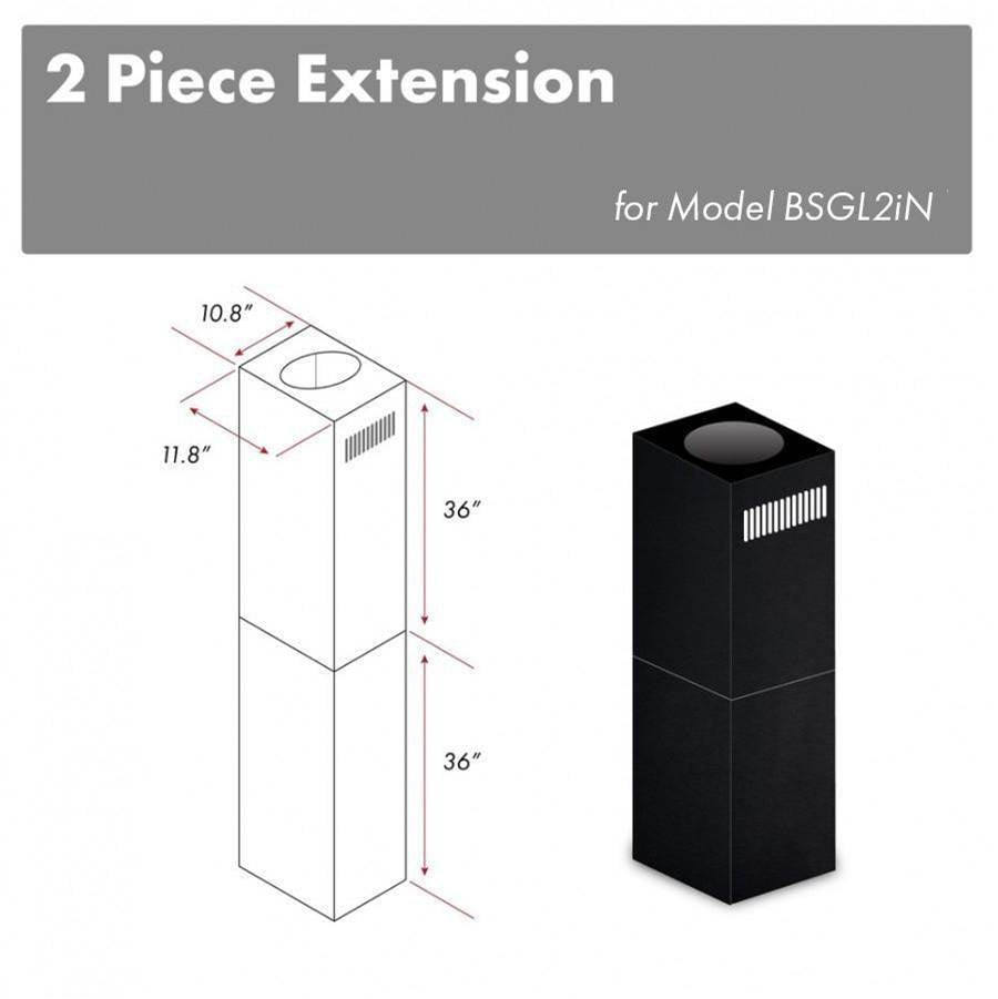 Z-Line - 2-36'' Chimney Extensions for 10-12' Ceilings in Black Stainless