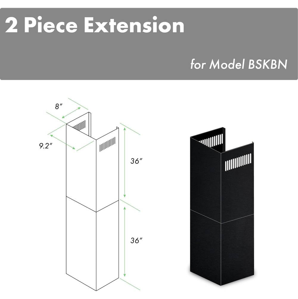 Z-Line - 2-36'' Chimney Extensions for 10-12' Ceilings in Black Stainless