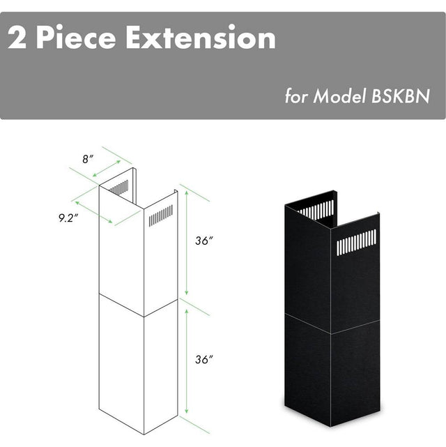 Z-Line - 2-36'' Chimney Extensions for 10-12' Ceilings in Black Stainless