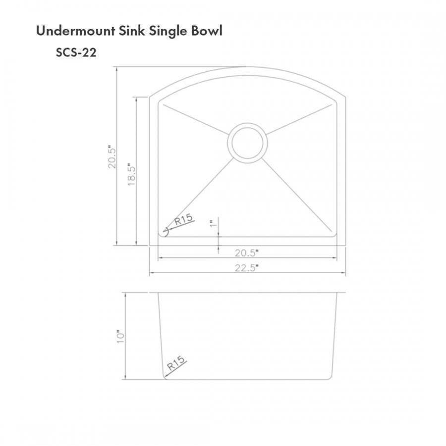 Telluride 22'' Undermount Single Bowl Sink in Stainless Steel