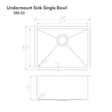 Meribel 23'' Undermount Single Bowl Sink in Stainless Steel