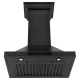 Convertible Vent Wall Mount Range Hood in Black Stainless Steel with Crown Molding (BSKBNCRN)
