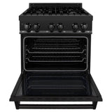 30'' Black Stainless 4.0 cu.ft. 4 Gas Burner/Electric Oven Range