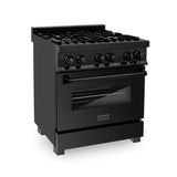 Z-Line - 30'' Black Stainless 4.0 cu.ft. 4 Gas Burner/Electric Oven Range - Black Stainless Steel