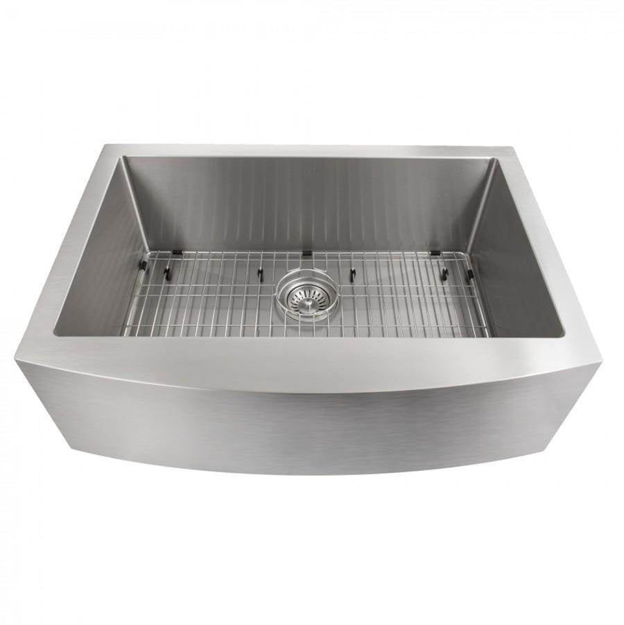 Z-Line - Zermatt Farmhouse 30'' Undermount Single Bowl Sink in DuraSnow Stainless Steel - DuraSnow Stainless Steel