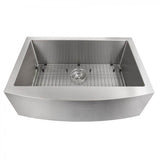 Z-Line - Zermatt Farmhouse 30'' Undermount Single Bowl Sink in DuraSnow Stainless Steel - DuraSnow Stainless Steel
