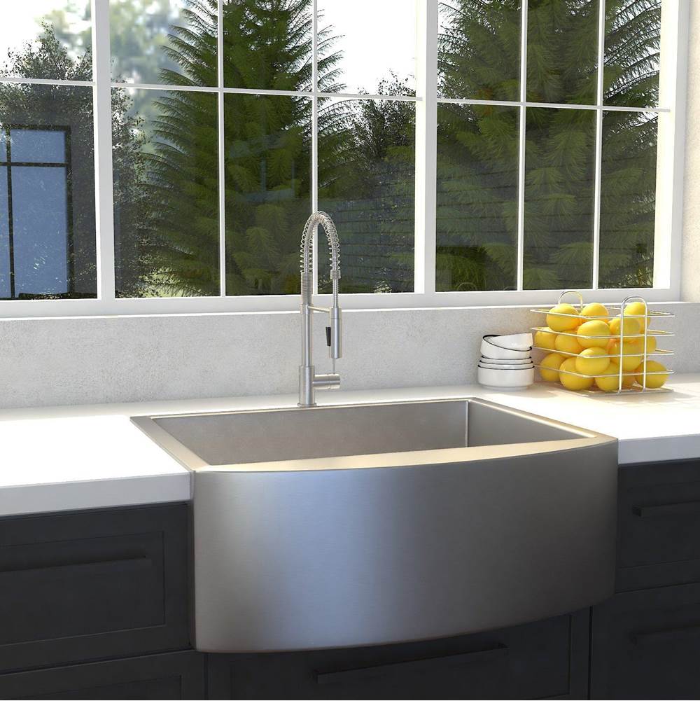Zermatt Farmhouse 30'' Undermount Single Bowl Sink in Stainless Steel
