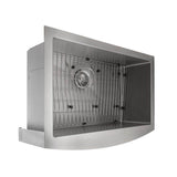 Zermatt Farmhouse 30'' Undermount Single Bowl Sink in Stainless Steel