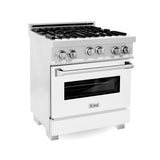 Z-Line - 30'' Professional 4.0 cu.' 4 Gas on Gas Range in DuraSnow Stainless Steel with White Matte Door - White Matte