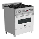 Z-Line - 30'' Professional Dual Fuel Range in DuraSnow Stainless Steel with White Matte Door - White Matte