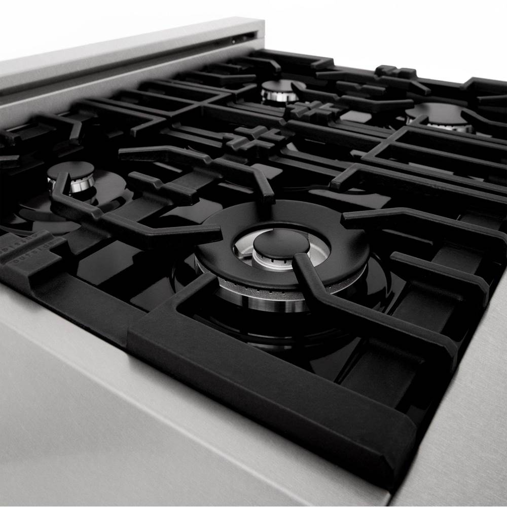 30'' Professional Dual Fuel Range in DuraSnow Stainless Steel with Black Matte Door