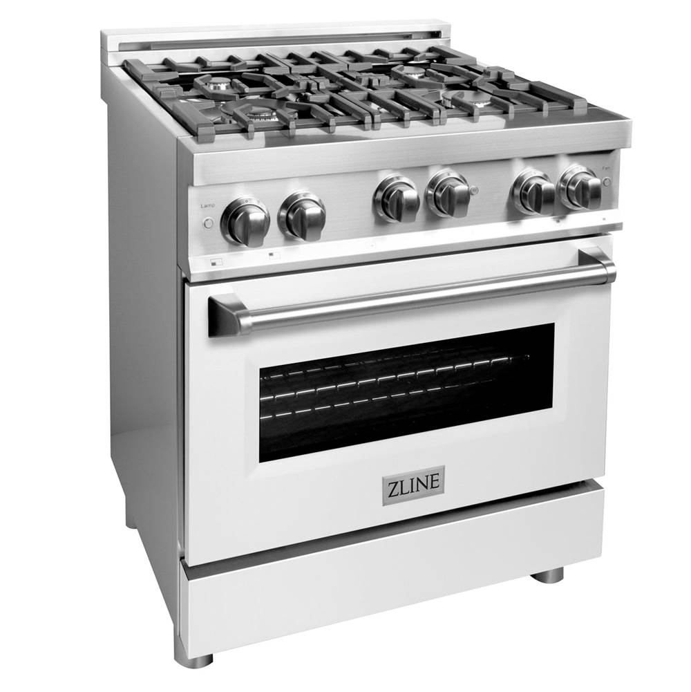 Z-Line - 30'' Professional Gas on Gas Range in Stainless Steel with White Matte Door - White Matte