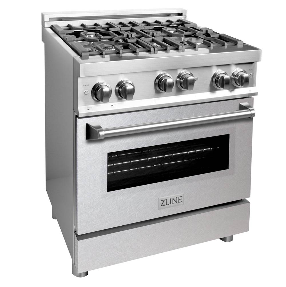 Z-Line - 30'' Professional Gas on Gas Range in Stainless Steel with DuraSnow Stainless Door - DuraSnow Stainless Steel