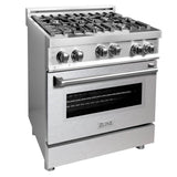 Z-Line - 30'' Professional Gas on Gas Range in Stainless Steel with DuraSnow Stainless Door - DuraSnow Stainless Steel