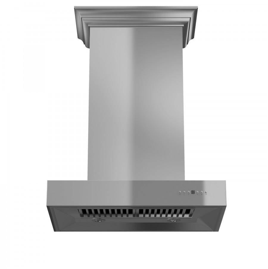 30'' Professional Wall Mount Range Hood in Stainless Steel with Crown Molding
