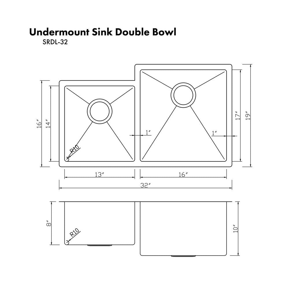 Jackson Undermount Double Bowl Stainless Steel Kitchen Sink