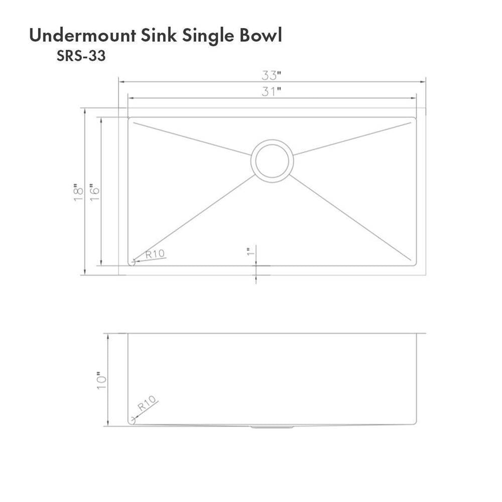 Meribel 33'' Undermount Single Bowl Sink in Stainless Steel