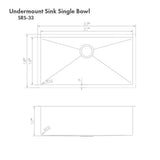Meribel 33'' Undermount Single Bowl Sink in Stainless Steel