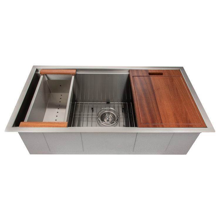 Z-Line - Garmisch 33'' Undermount Single Bowl Sink in DuraSnow Stainless Steel with Accessories - DuraSnow Stainless Steel