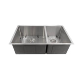 Z-Line - Chamonix 33'' Undermount Double Bowl Sink in DuraSnow Stainless Steel - DuraSnow Stainless Steel