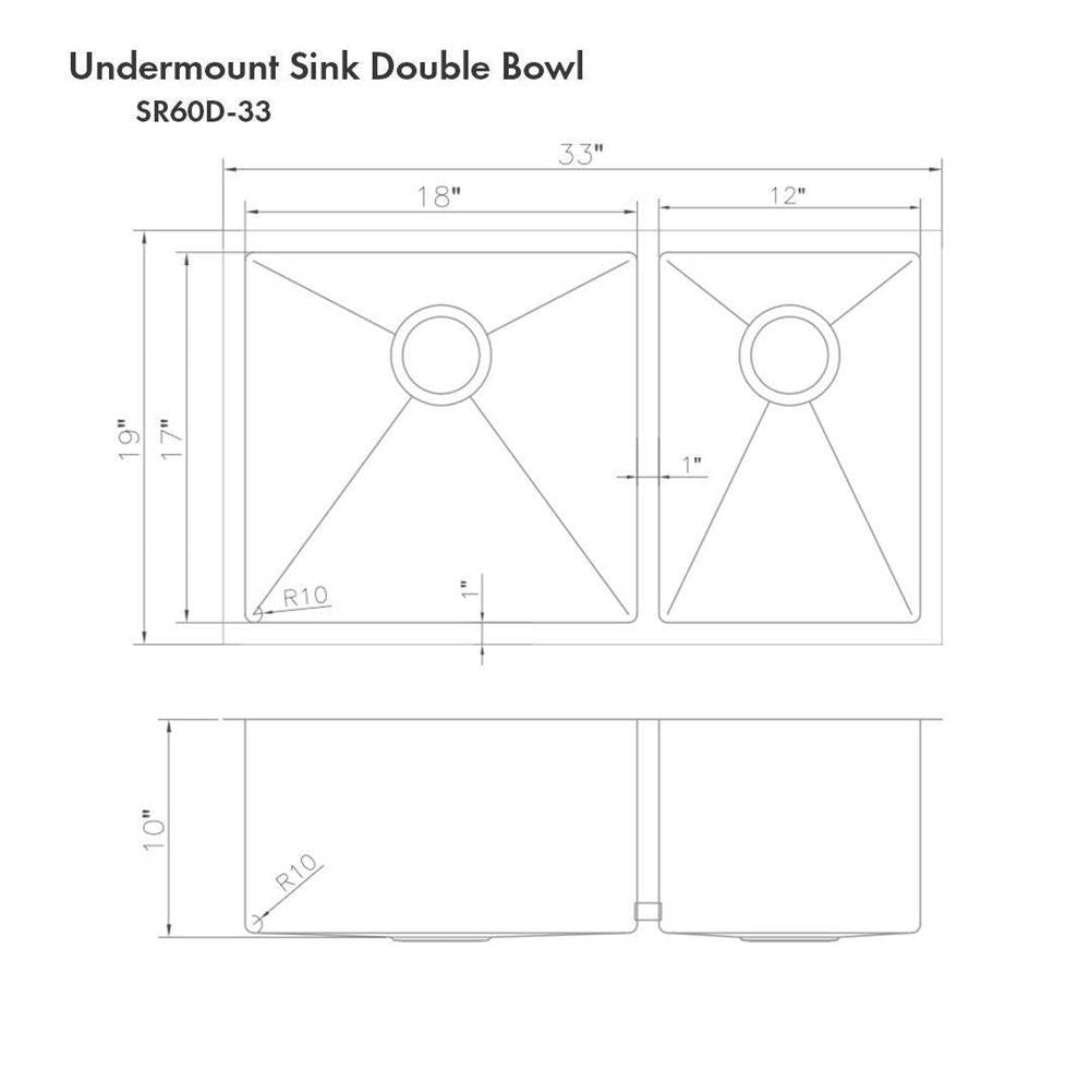 Chamonix 33'' Undermount Double Bowl Sink in Stainless Steel