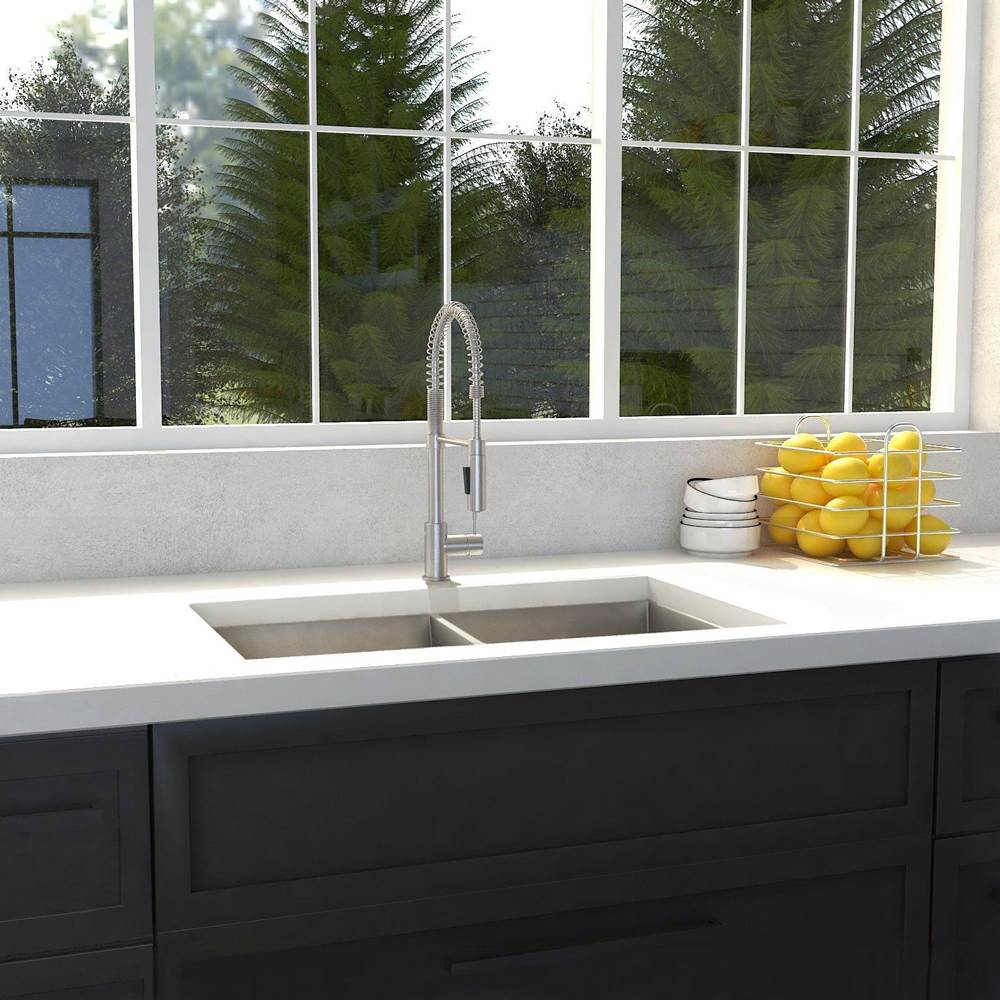 Anton 33'' Undermount Double Bowl Sink in Stainless Steel