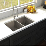 Anton 33'' Undermount Double Bowl Sink in Stainless Steel